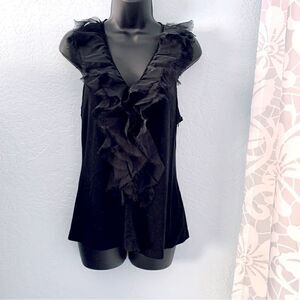 Aryn K black Ruffled Racerback Tank Top Size Medium